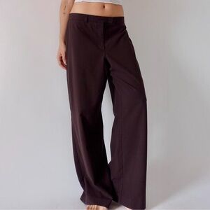 Elegant Wide-Leg Chocolate Trousers